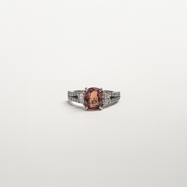 2.5ct Orange Sapphire and Diamond Platinum Ring Online Hot Sale