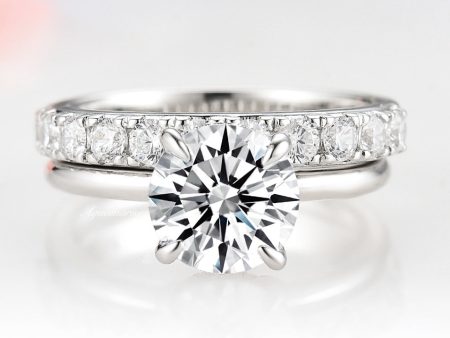 1.5CT Round Cut Moissanite Engagement Ring- 14K White Gold Sale