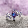 Alexandrite & Cornflower Sapphire Fairy Leaf Ring- Sterling Silver Online now