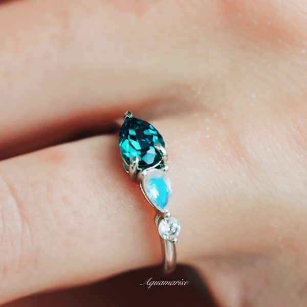 Alexandrite & Moonstone Ring- 925 Sterling Silver on Sale