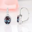 Oval Halo Alexandrite Earrings- Sterling Silver Hot on Sale