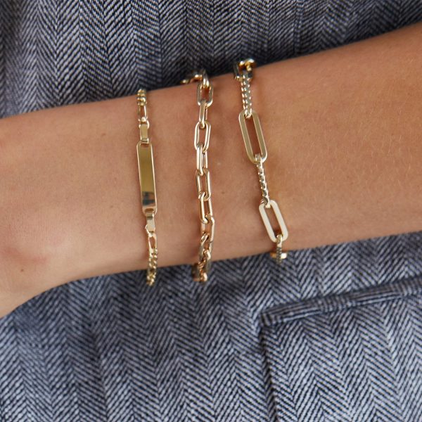 14K Twist Link Paper Clip Chain Bracelet on Sale