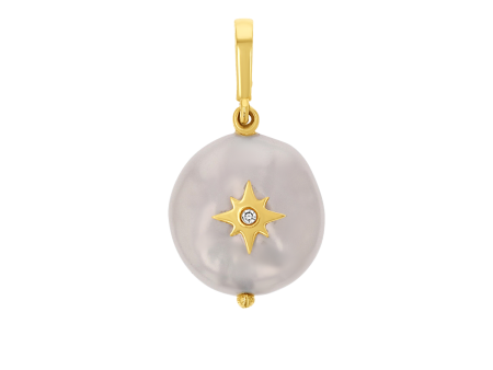 Coin Pearl Diamond Starburst Charm Fashion