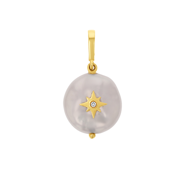 Coin Pearl Diamond Starburst Charm Fashion