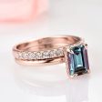 Alexandrite Engagement Ring Set- 14K Rose Gold Vermeil Online Sale