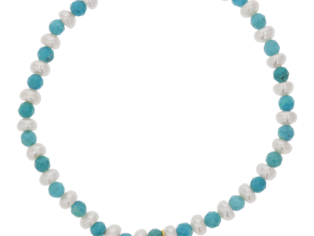 Turquoise Magnesite & Pearl Beaded Bracelet For Discount