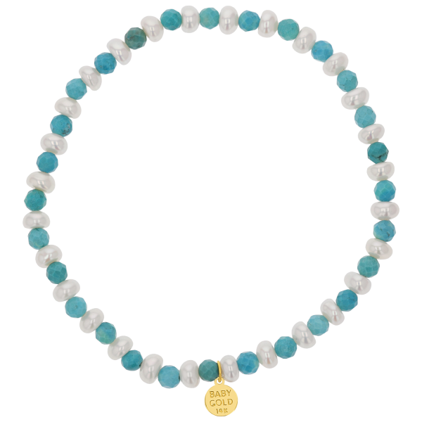 Turquoise Magnesite & Pearl Beaded Bracelet For Discount