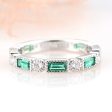 Ari Art Deco Emerald Wedding Band- 925 Sterling Silver Online now