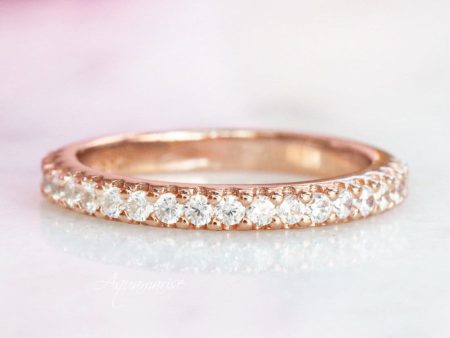 Simulated Diamond Wedding Band - 14K Rose Gold Vermeil Discount