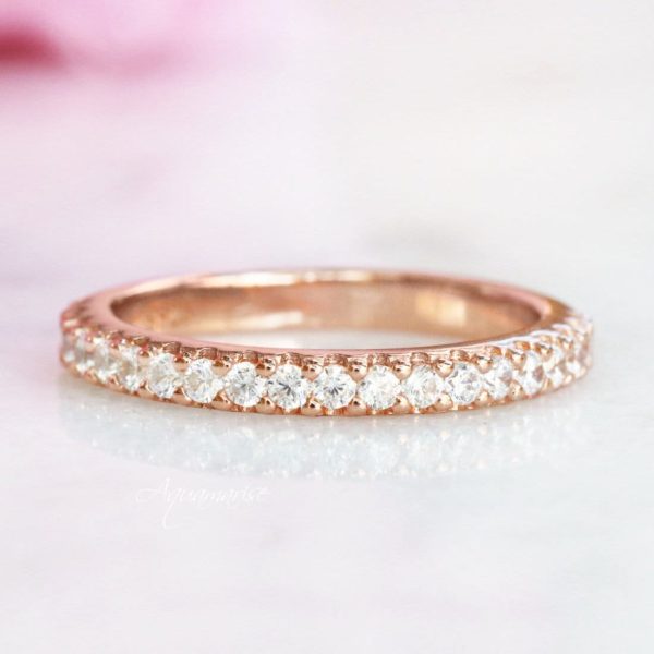 Simulated Diamond Wedding Band - 14K Rose Gold Vermeil Discount