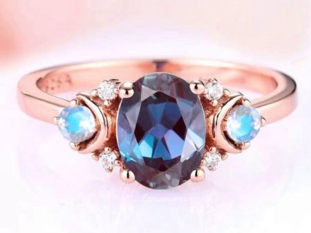 Alexandrite & Moonstone Ring- 14K Rose Gold Vermeil Online