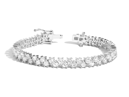 Floating Lab Grown White Sapphire Tennis Bracelet For Sale