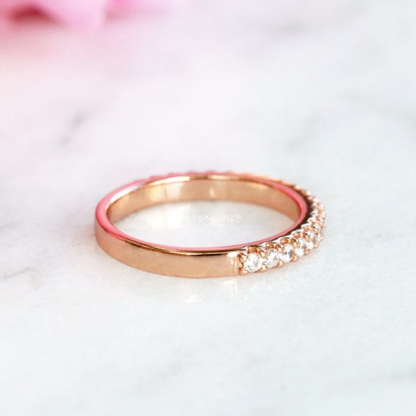 Simulated Diamond Wedding Band - 14K Rose Gold Vermeil Discount