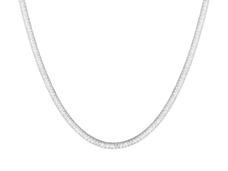 Lab Grown White Sapphire Baguette Tennis Necklace Fashion