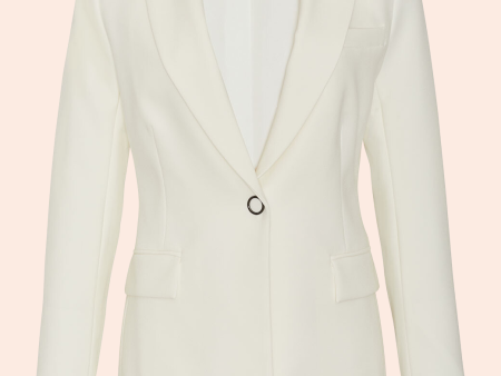 Stretch Crepe Contrast Detail Blazer | Ivory Online Sale