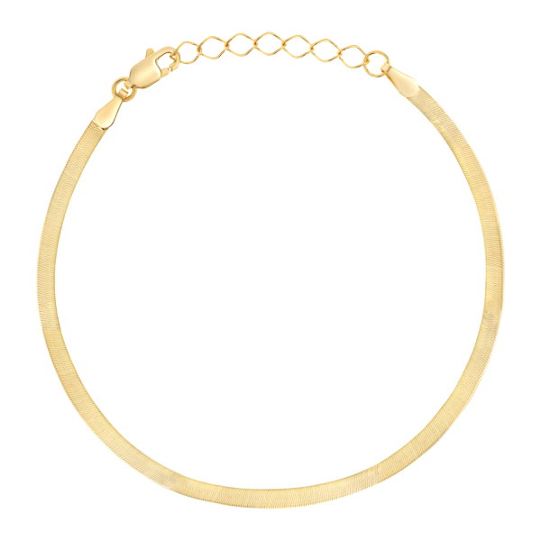 14K Gold Thin Herringbone Bracelet 3mm Online Hot Sale