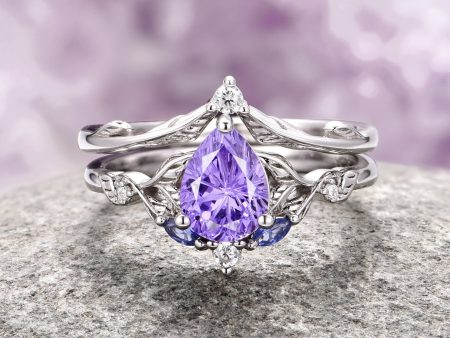 Airee Star Cut Lavender Sapphire Ring Set- Sterling Silver Online now