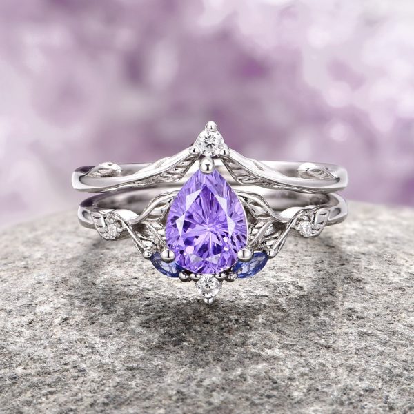 Airee Star Cut Lavender Sapphire Ring Set- Sterling Silver Online now