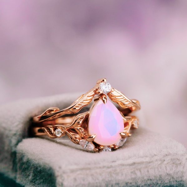 Airee Opalescent Pink Sapphire Engagement Ring Set- 14K Rose Gold Vermeil Online