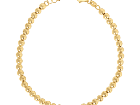 14K Gold 4mm Ball Bead Bracelet For Sale