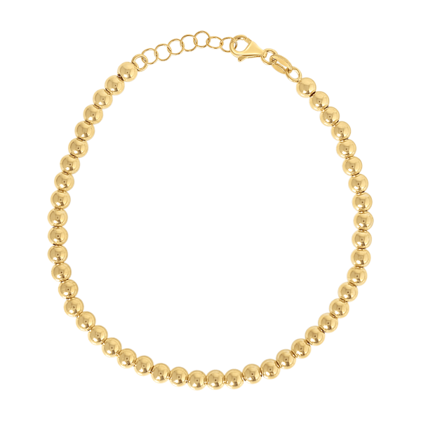 14K Gold 4mm Ball Bead Bracelet For Sale