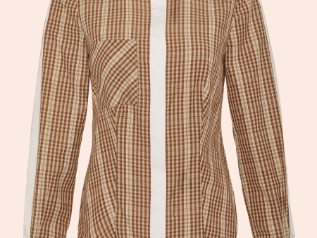 Plaid Cotton Contrast Detail Shirt | Camel Multi Cheap