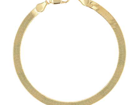 14K Gold Grand Herringbone Bracelet 5mm For Cheap