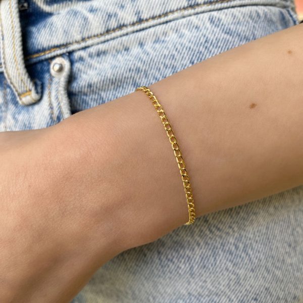 14K Dainty Cuban Link Chain Bracelet Online Hot Sale