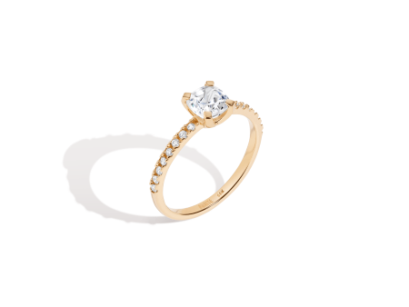 Pavé Cushion Cut Solitaire Diamond Ring Online Sale