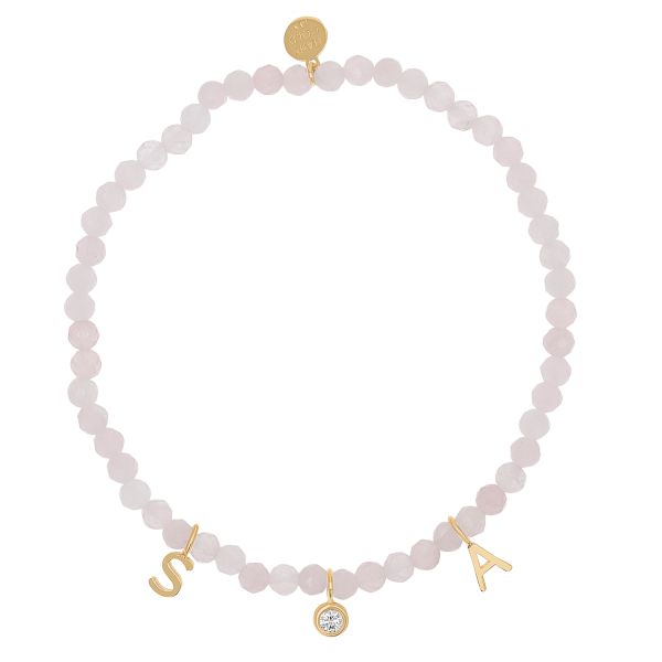 Rose Quartz & Custom Charm Bracelet For Discount