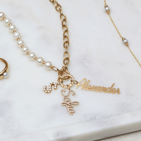 Vertical Script Name Charm For Discount