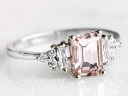 Amelia Morganite Ring- Sterling Silver For Sale