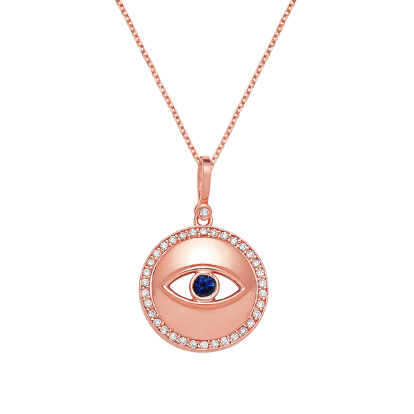 Round Diamond Evil Eye Necklace Cheap