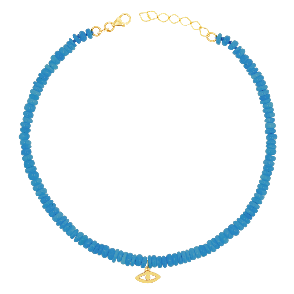 Evil Eye Neon Blue Opal Anklet Cheap