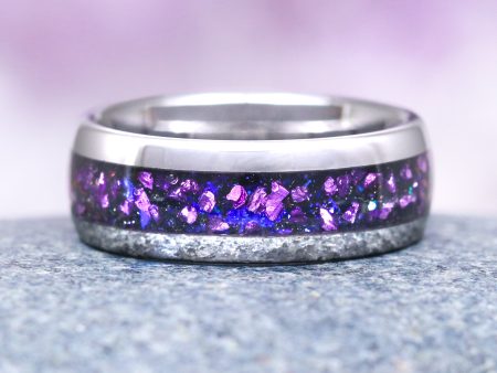 Alexandrite & Starry Night Wedding Band- 8MM Tungsten Carbide For Cheap