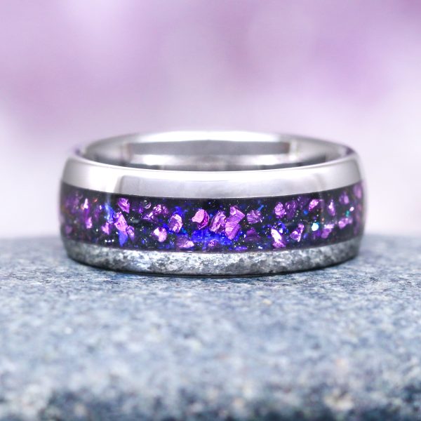 Alexandrite & Starry Night Wedding Band- 8MM Tungsten Carbide For Cheap