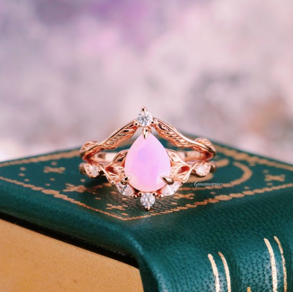 Airee Opalescent Pink Sapphire Engagement Ring Set- 14K Rose Gold Vermeil Online