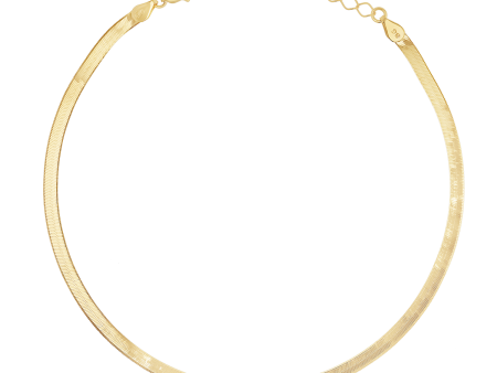 14K Gold Thin Herringbone Anklet 3mm Online Sale