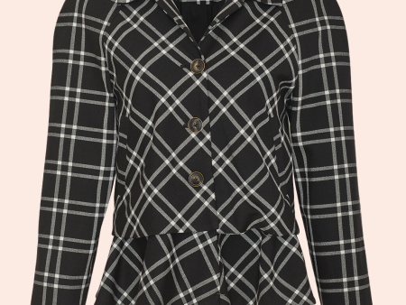 Oversized Plaid Jacket | Black White on Sale