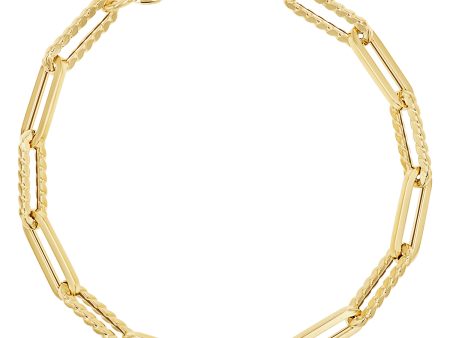 14K Twist Link Paper Clip Chain Bracelet on Sale