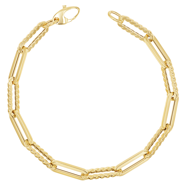 14K Twist Link Paper Clip Chain Bracelet on Sale