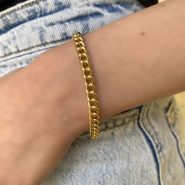 14K Grand Cuban Curb Link Bracelet For Sale