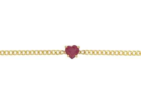 Ruby Heart Cuban Link Bracelet Supply