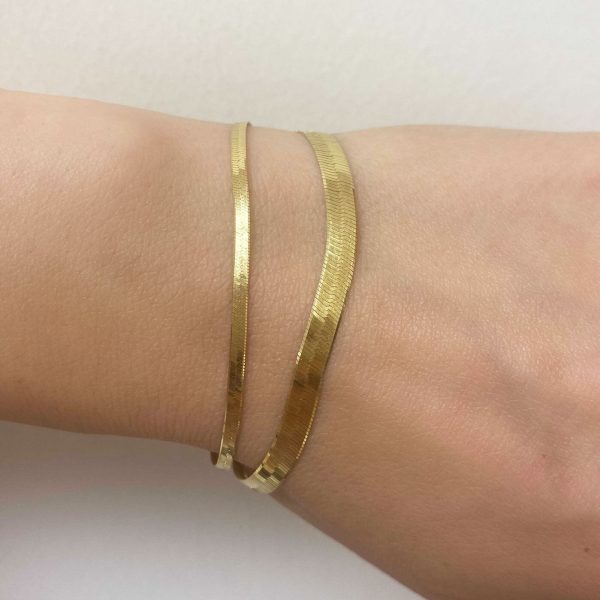 14K Gold Grand Herringbone Bracelet 5mm For Cheap