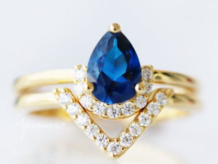 Aria Sapphire Ring Set- 14K Yellow Gold Vermeil For Discount