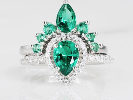 Amy Emerald Ring Set- 925 Sterling Silver Fashion