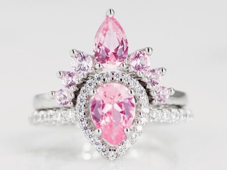 Amy Pink Sapphire Engagement Ring Set- 925 Sterling Silver Discount