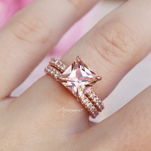 Simulated Diamond Wedding Band - 14K Rose Gold Vermeil Discount