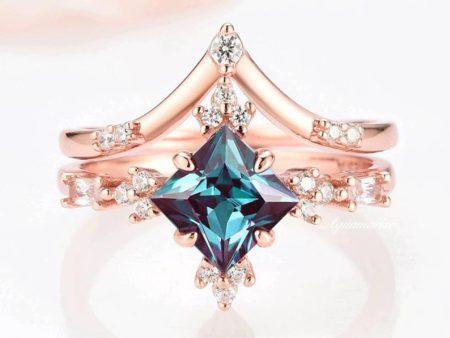 Alexandrite Ring Set- 14K Rose Gold Vermeil Cheap