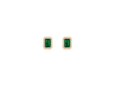 Mini Lab Grown Emerald Heirloom Stud Earrings Hot on Sale